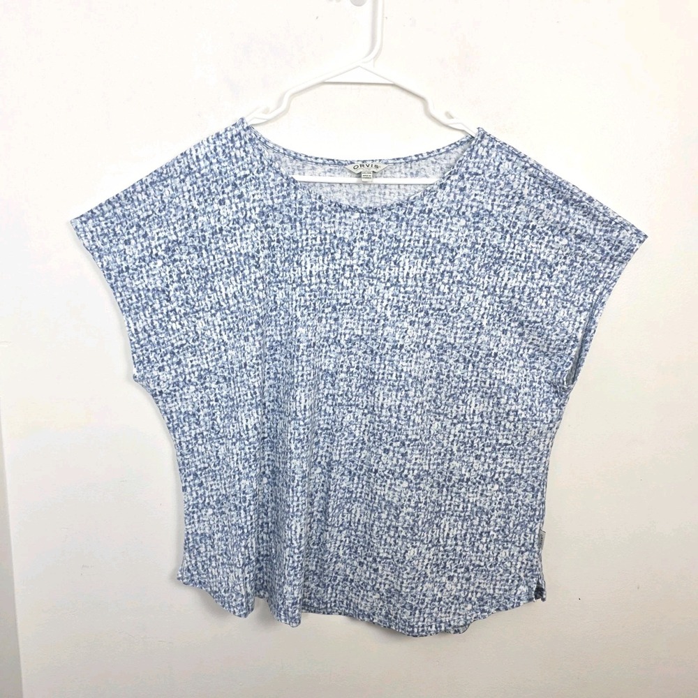 Orvis Blue White Linen Blend Beachy Coastal Lightweight Casual Shirt Size 2XL